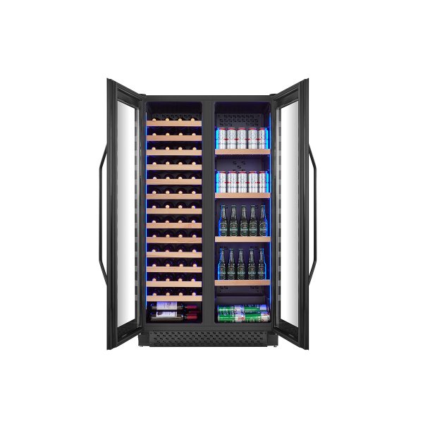 Stor vinkyl fr 60 flaskor och 218 burkar | Exklusiv design med dubbla temperaturzoner | 365 L