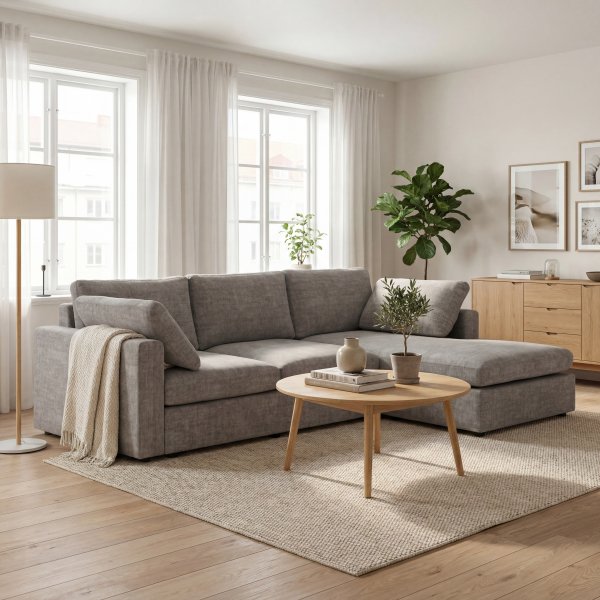 Falkenberg Divansoffa | Vändbar Divan & Pocketfjädrar | Stor Soffa i Grått Tyg 296 cm Falkenberg Divansoffa | Vändbar Divan & Pocketfjädrar | Stor Soffa i Grått Tyg 296 cm