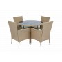Rund matgrupp | Bord �100 cm & 4 stolar med dynor | Tyl�sand � Beige