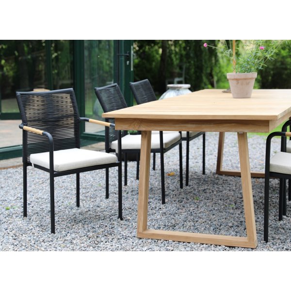 Tr�dg�rdsbord 240 cm | Massivt teaktr�, plats f�r m�nga & tidl�s design | Salt�