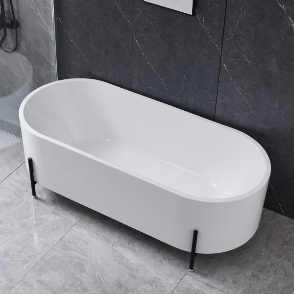 Badkar med ben 170cm | Helgjutet i akryl | Runda kanter