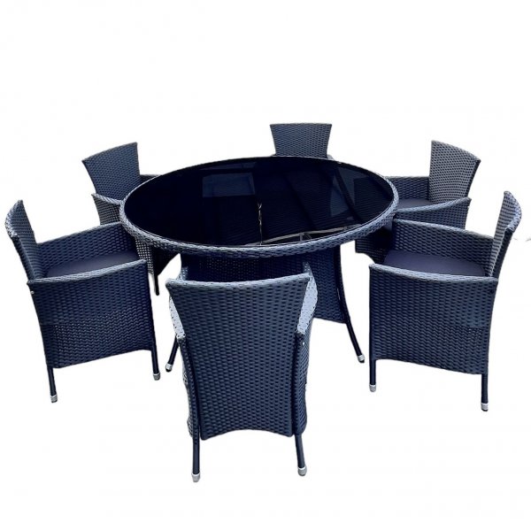 Rund matgrupp utemöbler | 6 stolar | Dynor ingår | Lyfco Tylösand Rund matgrupp utemöbler | 6 stolar | Dynor ingår | Lyfco Tylösand