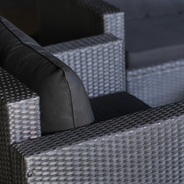 Loungegrupp utembler | Svart konstrotting | Huvudskr