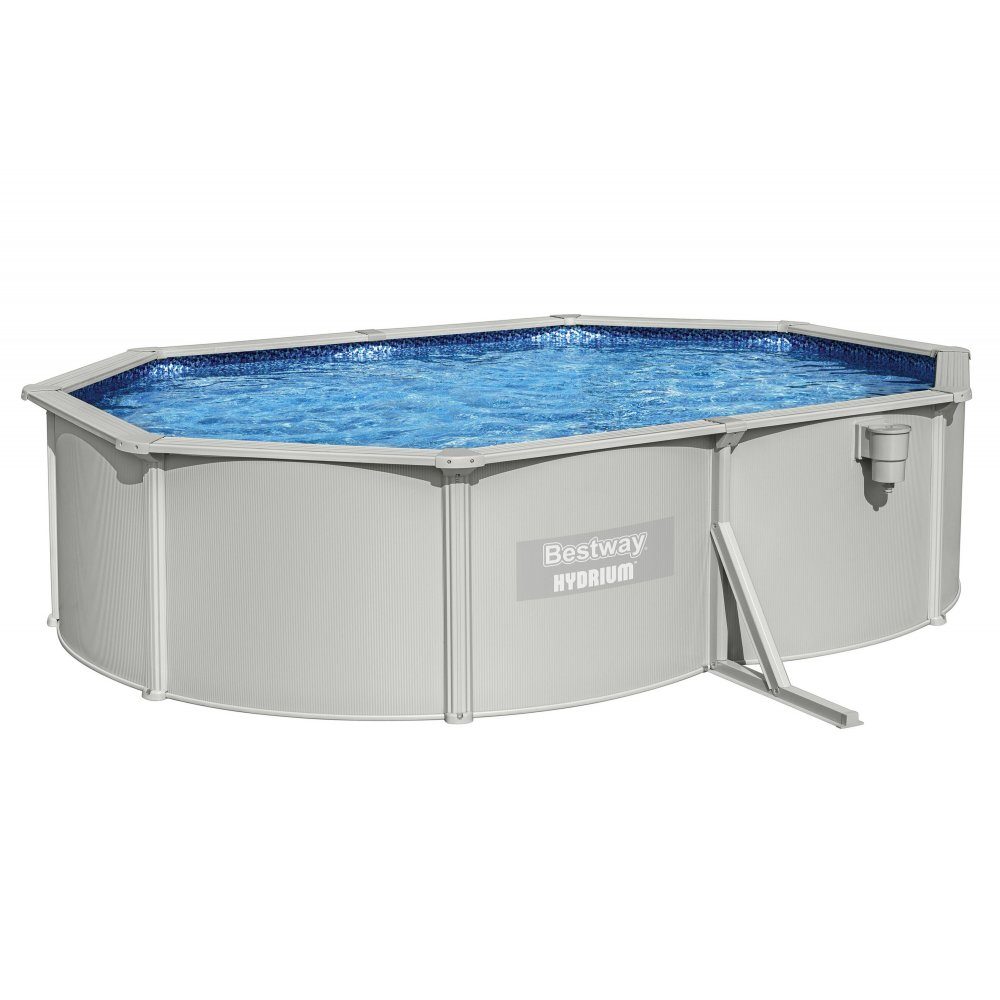 Bestway Stålväggspool Oval 5x3,6 m Hydrium (56586) | Grå | Hydrium - stor oval ovanmarkpool från Bestway