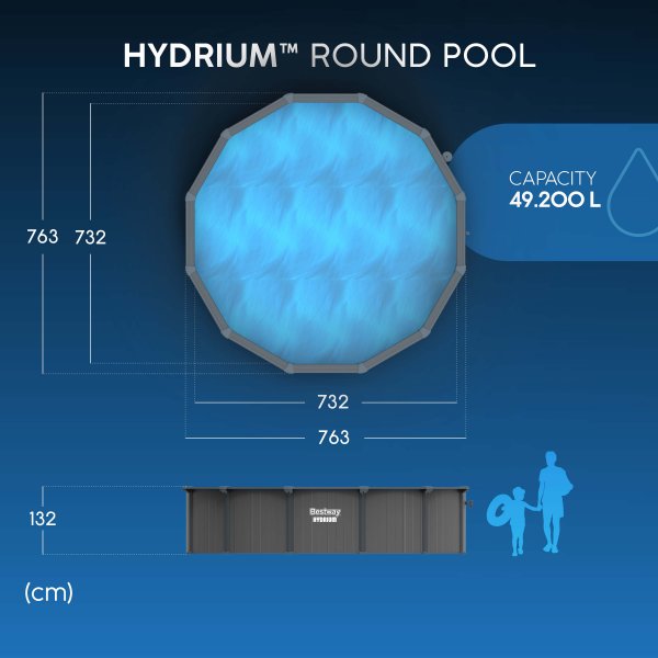 Bestway Hydrium pool ovan mark �7,32 m � 132 cm djup | St�lpool (561RP)