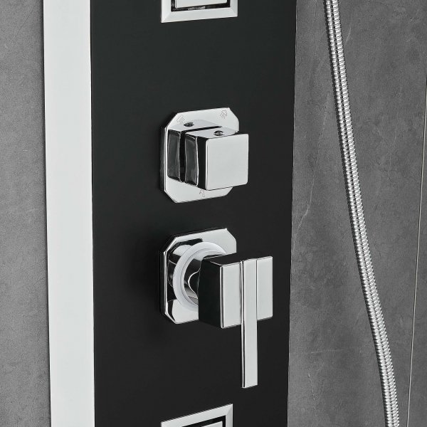 Duschpanel i svartvitt rostfritt stål | Stella Duschpanel i svartvitt rostfritt stål | Stella