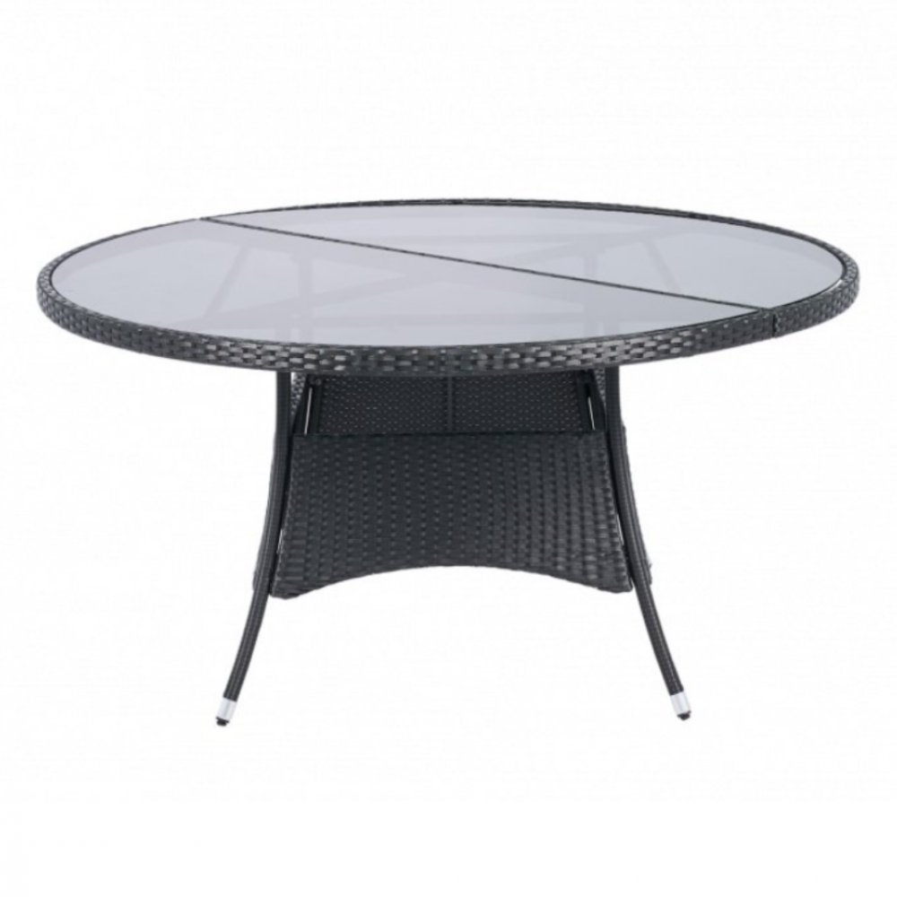 Runt utematbord med härdat glas | Ø150 cm | Tylösand svart