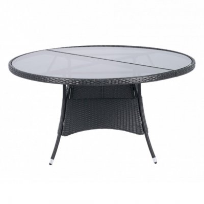 Runt utematbord med härdat glas | Ø150 cm | Tylösand svart