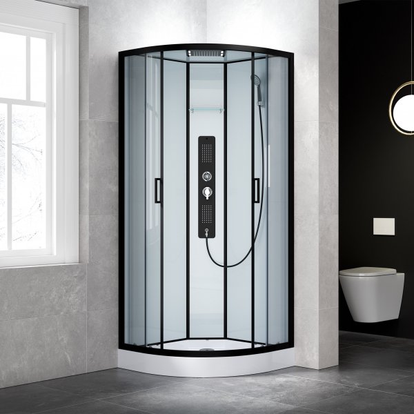 Komplett Duschkabin - Flera strållägen - Regndusch - Svart profil Komplett Duschkabin - Flera strållägen - Regndusch - Svart profil