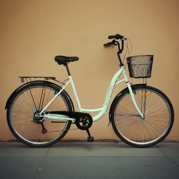 Damcykel 28\\\" | 6 vxlar | Cykelkorg | Shopper - Pistasch