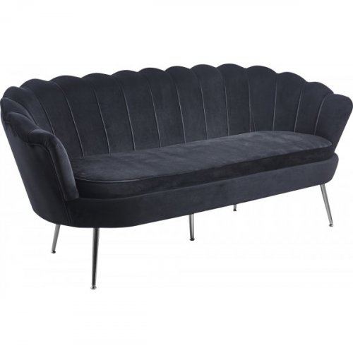 Kingsley 3-sits soffa  Svart sammet med kromben | Modern lyx & hög komfort