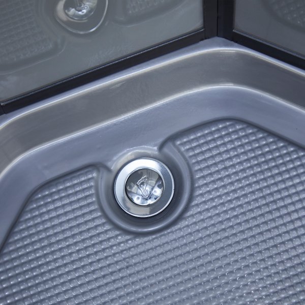 Lyxigt rundad duschkabin med massage, belysning, bluetooth - Gr�