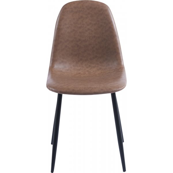 Matstol | Vintagebrunt PU-läder, ergonomisk sits & svarta metallben | Carisma 2-pack Matstol | Vintagebrunt PU-läder, ergonomisk sits & svarta metallben | Carisma 2-pack