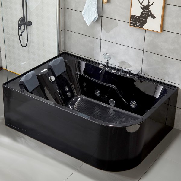 Bubbelbadkar för två 170x120cm | Värmare & ljusterapi | BK-008 | Svart Bubbelbadkar för två 170x120cm | Värmare & ljusterapi | BK-008 | Svart