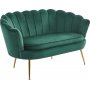 1 Soffa 2-sits | Sammet, vågformat ryggstöd & mässingsdetaljer | Kingsley Grön