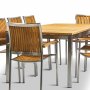 Frlngningsbart bord 200-250cm | 8 stolar | Rostfritt stl / teak