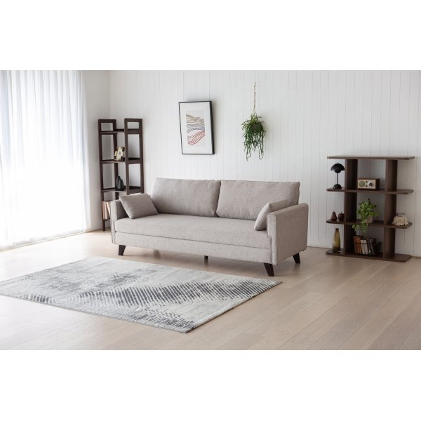 B�ddsoffa 3-sits | B�ddfunktion, beige tyg & modern design | Bella
