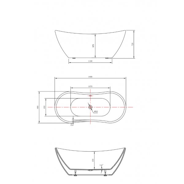 Badkar 180cm | Fristående badkar i akryl | Metis Badkar 180cm | Fristående badkar i akryl | Metis