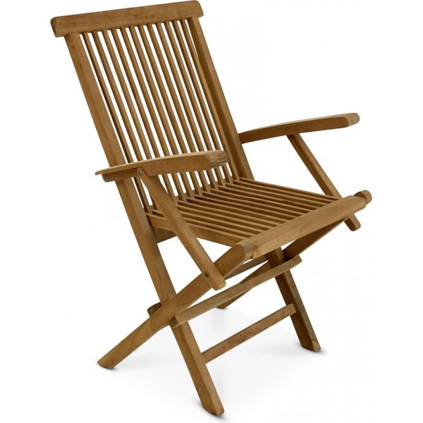 Salt� f�llbar teakstol med armst�d � Klassisk utestol i teak