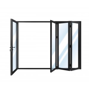 Vikdörr altan 2,74x2 m mörkgrå | aluminiumram med enkelglas | 3 vikbara dörrar Vikdörr altan 2,74x2 m mörkgrå | aluminiumram med enkelglas | 3 vikbara dörrar