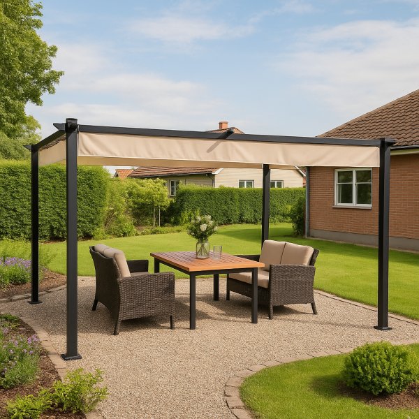 Pergola 300x400 cm  Justerbart solskydd - Mrkgr aluminium