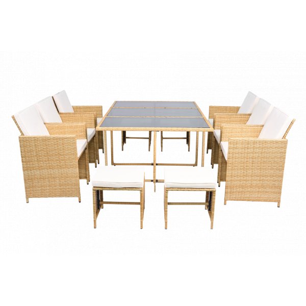 Matgrupp/Utegrupp 10 platser | 6 Stolar & 4 Pallar | Sk�rhamn beige