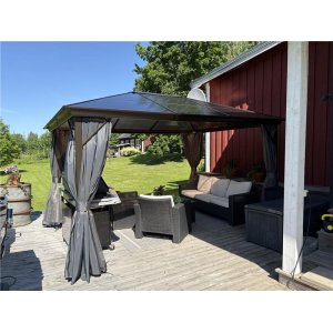 Paviljong premium 4x3m | Tak i kanalplast | Inkl. Väggar och myggnät Paviljong premium 4x3m | Tak i kanalplast | Inkl. Väggar och myggnät