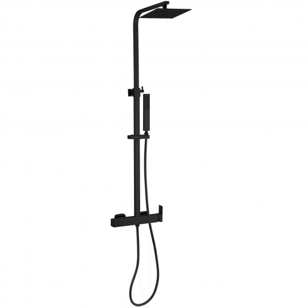 Komplett takduschset med handdusch i kantig design | Svart Komplett takduschset med handdusch i kantig design | Svart