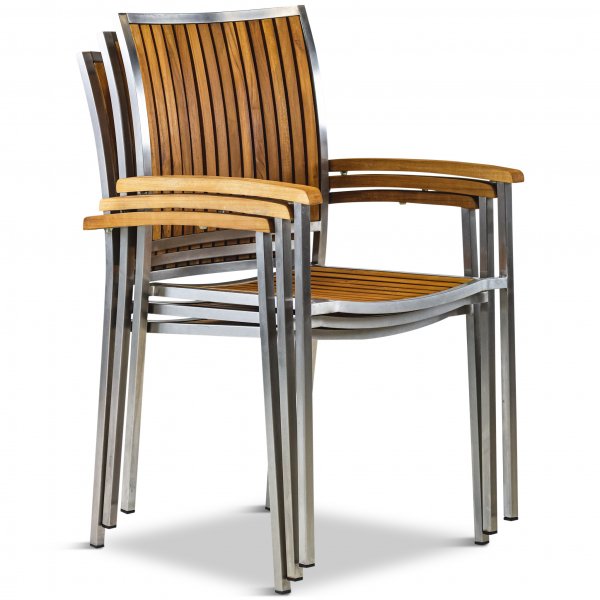 Frlngningsbart bord 200-250cm | 8 stolar | Rostfritt stl / teak