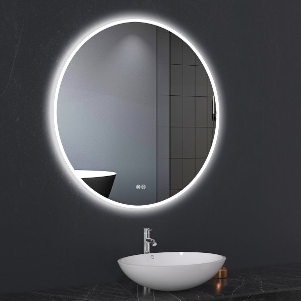 Rund badrumsspegel 80cm med LED-lyse | Anti-fog & touch-styrning Rund badrumsspegel 80cm med LED-lyse | Anti-fog & touch-styrning