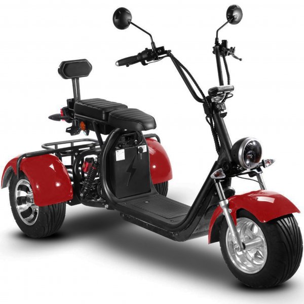 Fatscooter Trehjuling 2000W | Moped klass 1 - Röd Fatscooter Trehjuling 2000W | Moped klass 1 - Röd