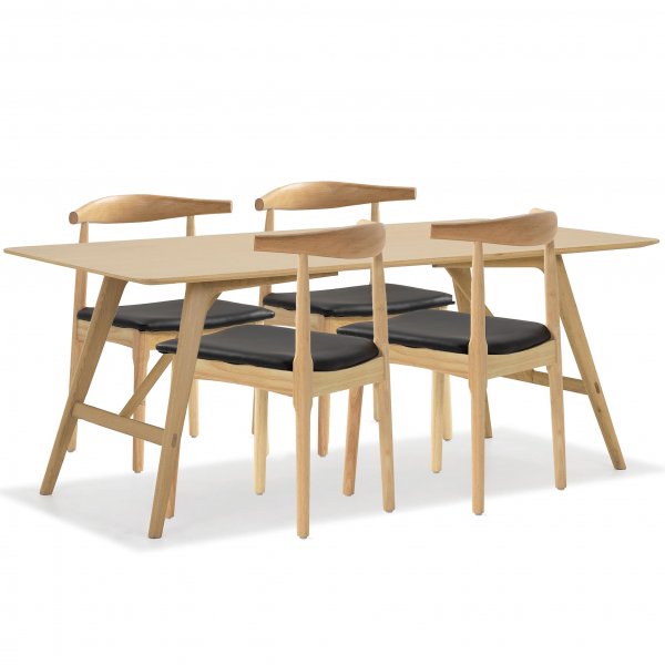 Matgrupp med 4 stolar | Ek/PU-läder | Gissebo Matgrupp med 4 stolar | Ek/PU-läder | Gissebo