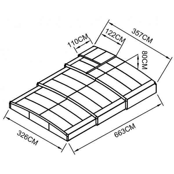 Pooltak 3x6m | Utan skenor | UV-skydd | Justerbar drr
