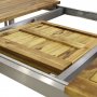 Frlngningsbart bord 200-250cm + 8 stolar - Rostfritt stl och oljad Acacia