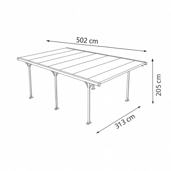 Carport 15,7 m | Elegant aluminiumcarport 5,0x3,1 m | UV-skydd & vattenavrinning | Valdemar