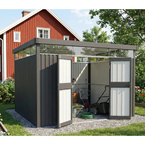 Förråd & redskapsbod 7,8 m² | Dubbla dörrar | Stål | 3x2,6 m Förråd & redskapsbod 7,8 m² | Dubbla dörrar | Stål | 3x2,6 m