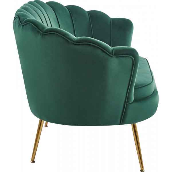Soffa 2-sits | Sammet, vågformat ryggstöd & mässingsdetaljer | Kingsley Grön Soffa 2-sits | Sammet, vågformat ryggstöd & mässingsdetaljer | Kingsley Grön