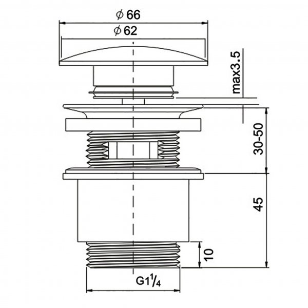 Bottenventil för handfat | Överfyllnadsskydd | Pop-up | Krom Bottenventil för handfat | Överfyllnadsskydd | Pop-up | Krom