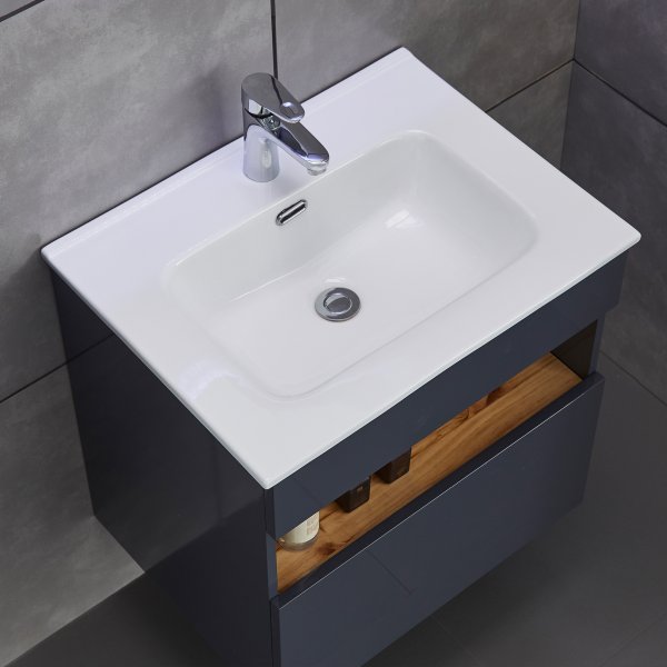 Badrumspaket | Kommod, LED-spegel och högskåp | Högblank grå Badrumspaket | Kommod, LED-spegel och högskåp | Högblank grå