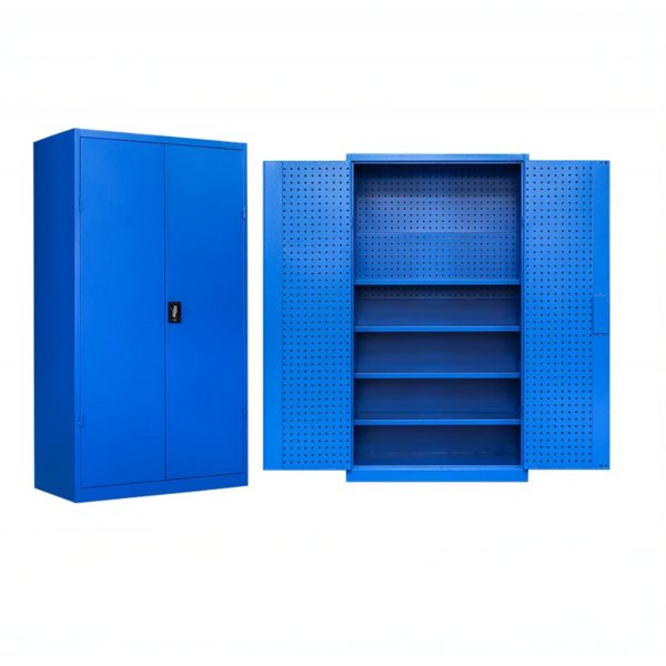 Garageskp med dubbel drr och pegboard |100x50x180cm | Bl