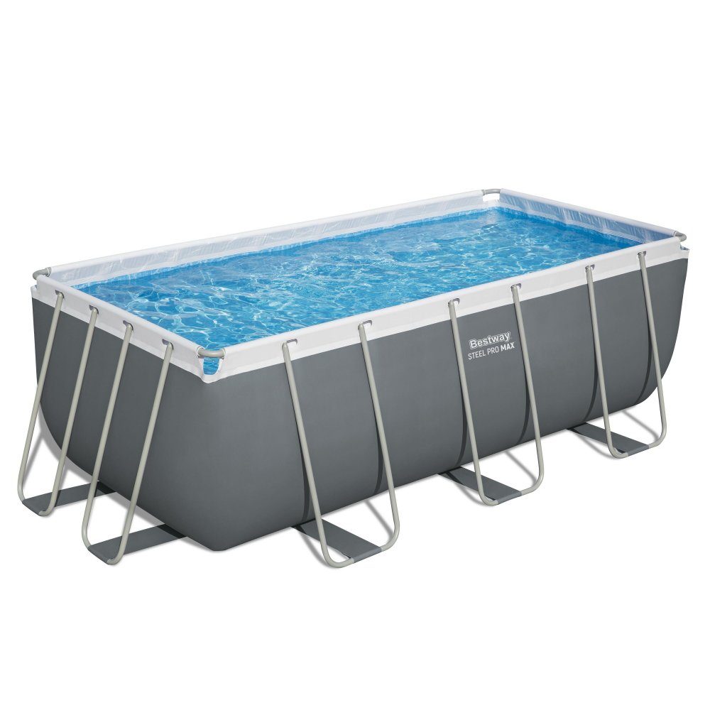 Bestway pool ovan mark 4,1x2m | 122cm djup | Power Steel (56456) | Poolpaket med rektangulär ovanmarkspool