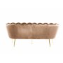 Soffa med 3-sits | Sn�ckformad design, sammet & m�ssingsdetaljer | M�rkbeige