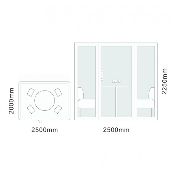 Telefonbås/Mötesbås | 2,5x2 m | Ljudisolerat -30dB Telefonbås/Mötesbås | 2,5x2 m | Ljudisolerat -30dB