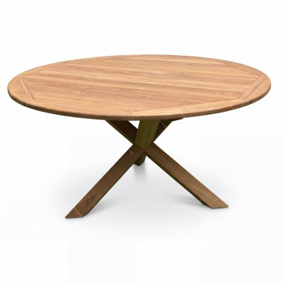 Saltö Matbord Ø150 cm i Massiv Teak | Runt Utebord | Tillverkat i massiv teak av hög kvalitet
