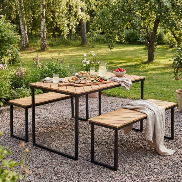 Bord med b�nkar | Utomhusm�belset | Acacia | 4 sittplatser | Lyfco �ja