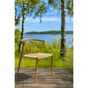 Utestol i eklook med beige repsits och modern design | Bella Utestol i eklook med beige repsits och modern design | Bella