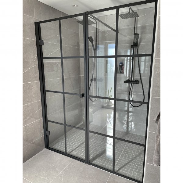 Duschväggar med svarta profiler | 8mm säkerhetsglas Duschväggar med svarta profiler | 8mm säkerhetsglas