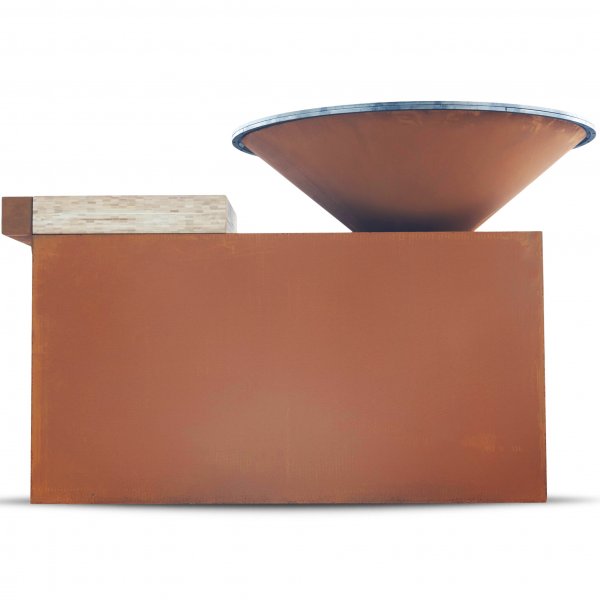 Vedeldad grill i cortenstål med skärbräda | Vemdalen Vedeldad grill i cortenstål med skärbräda | Vemdalen