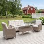 Loungegrupp utem�bler | Beige konstrotting | R�grund