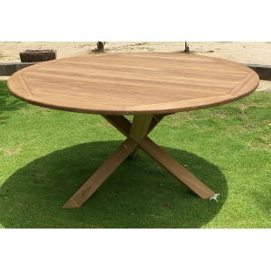 Salt� Matbord �150 cm i Massiv Teak | Runt Utebord